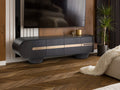 Mueble de TV Luca 4 puertas roble oscuro y oro rosa