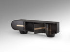 Mueble de TV Luca 4 puertas roble oscuro y oro rosa