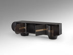 Mueble de TV Luca 4 puertas roble oscuro y oro rosa