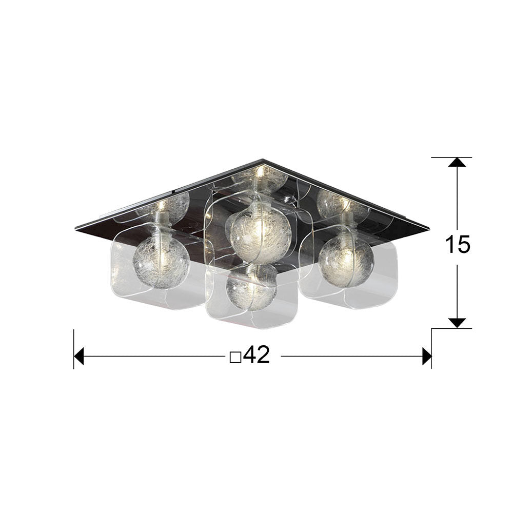 Plafón Eclipse 4 luces cromo - medidas