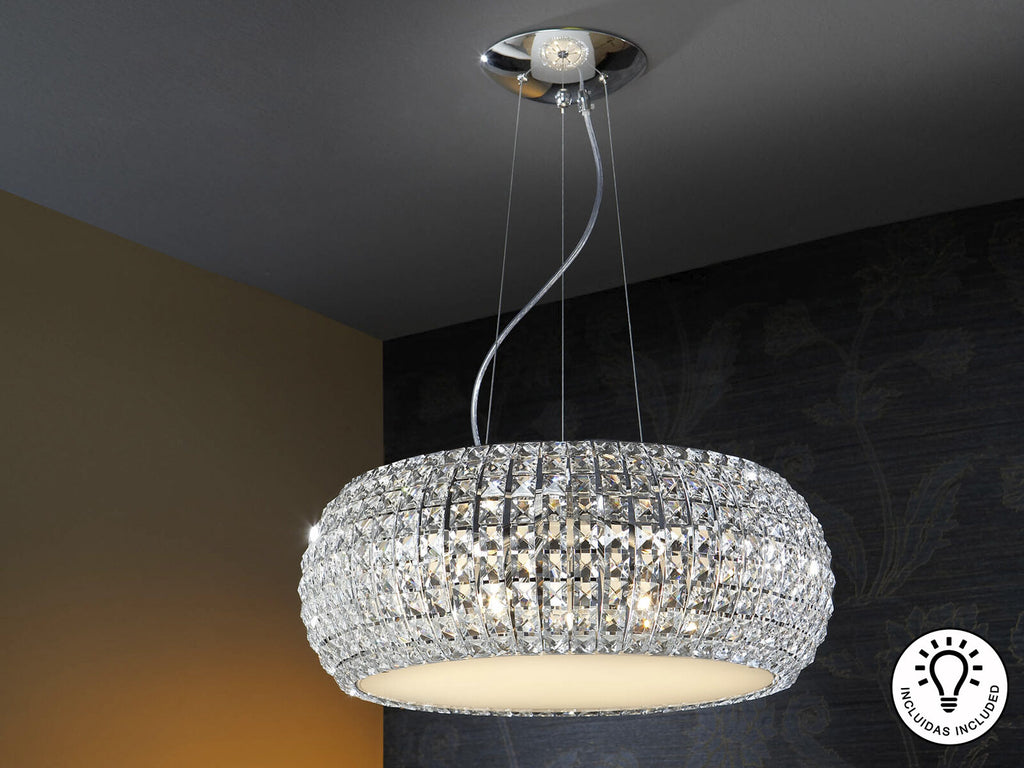 Lámpara de techo Diamond 9 luces grande cromo