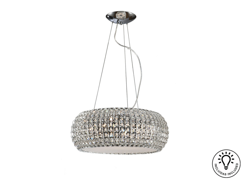 Lámpara de techo Diamond 9 luces grande cromo