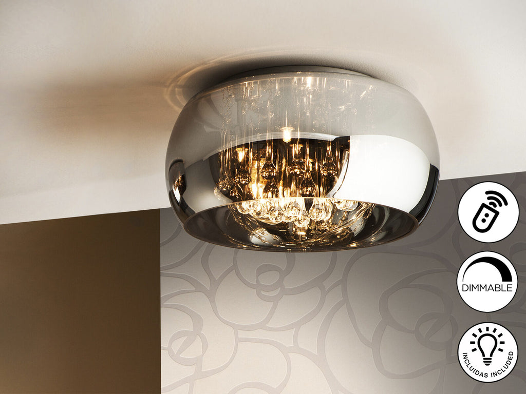 Plafón Argos 5 luces cromo Ø40 dimable con mando