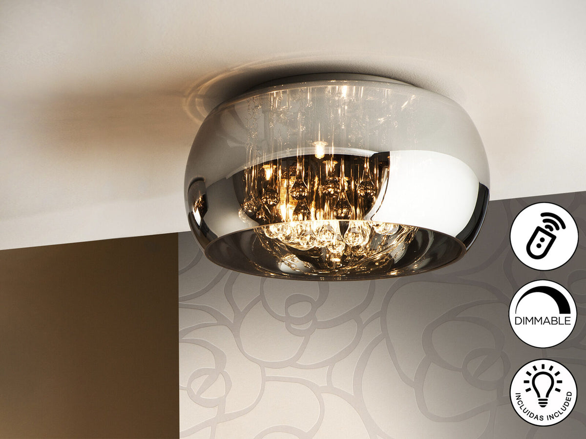 Plafón Argos 5 luces cromo Ø40 dimable con mando