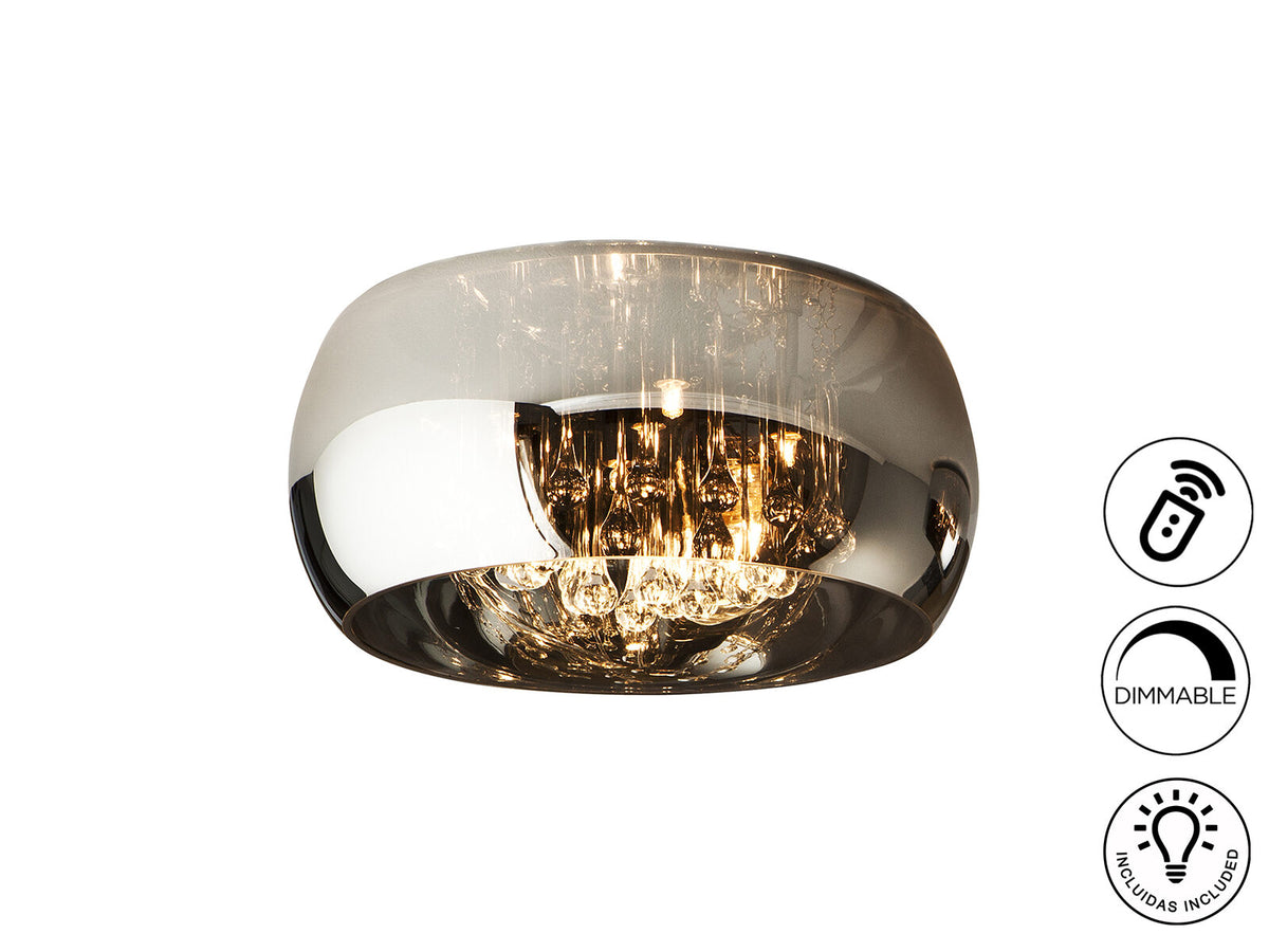 Plafón Argos 5 luces cromo Ø40 dimable con mando