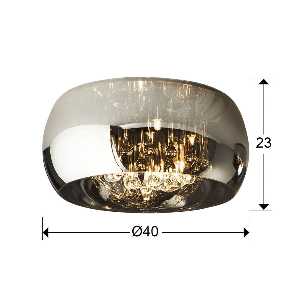 Plafón Argos 5 luces cromo Ø40 - medidas