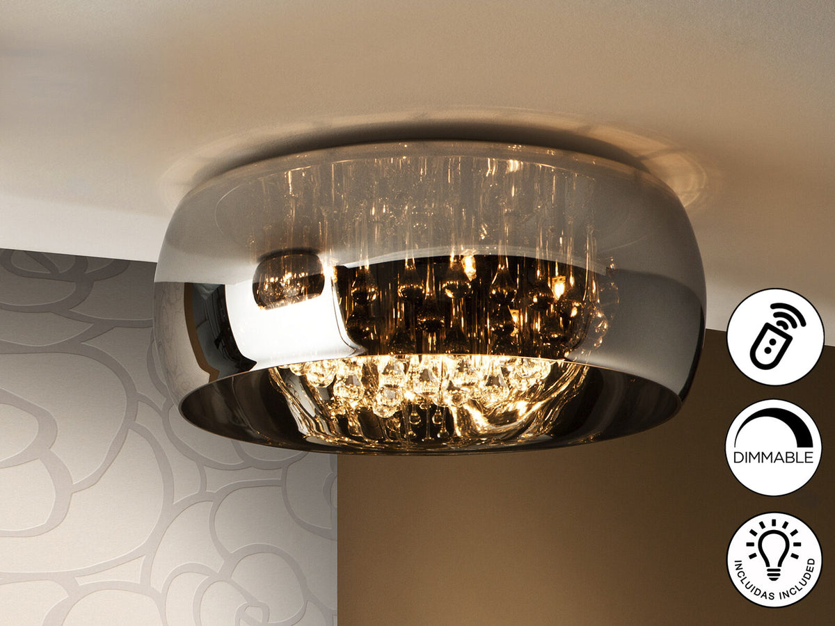 Plafón Argos 6 luces cromo Ø50 dimable con mando