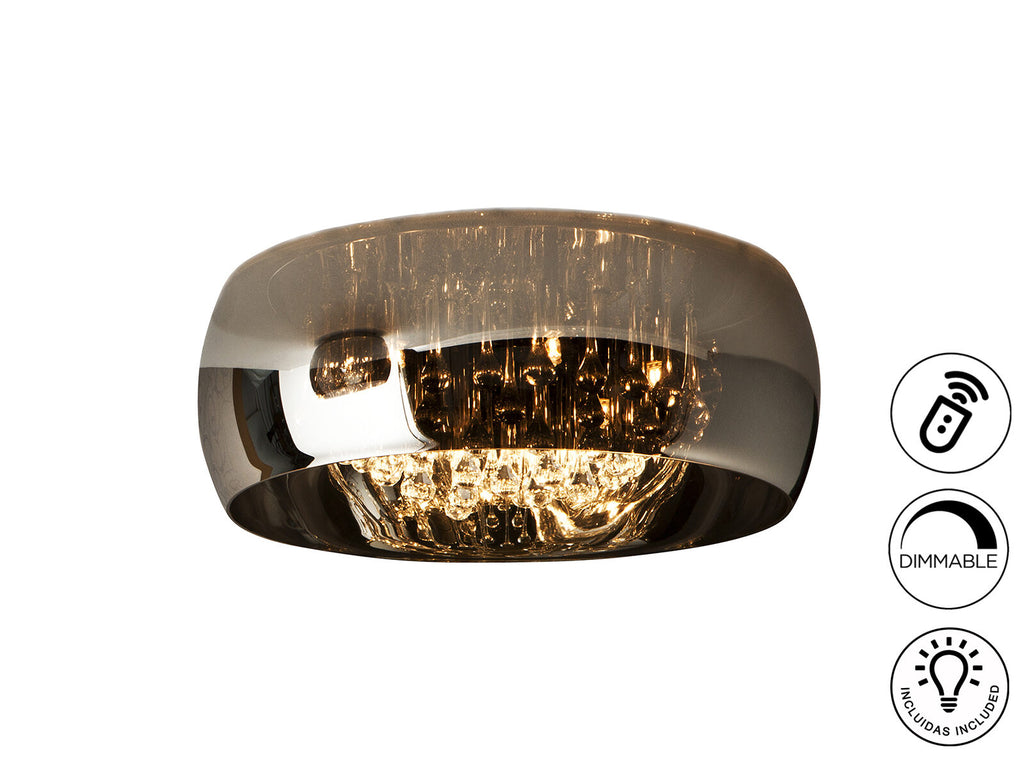 Plafón Argos 6 luces cromo Ø50 dimable con mando