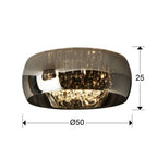 Plafón Argos 6 luces cromo Ø50 dimable con mando - medidas