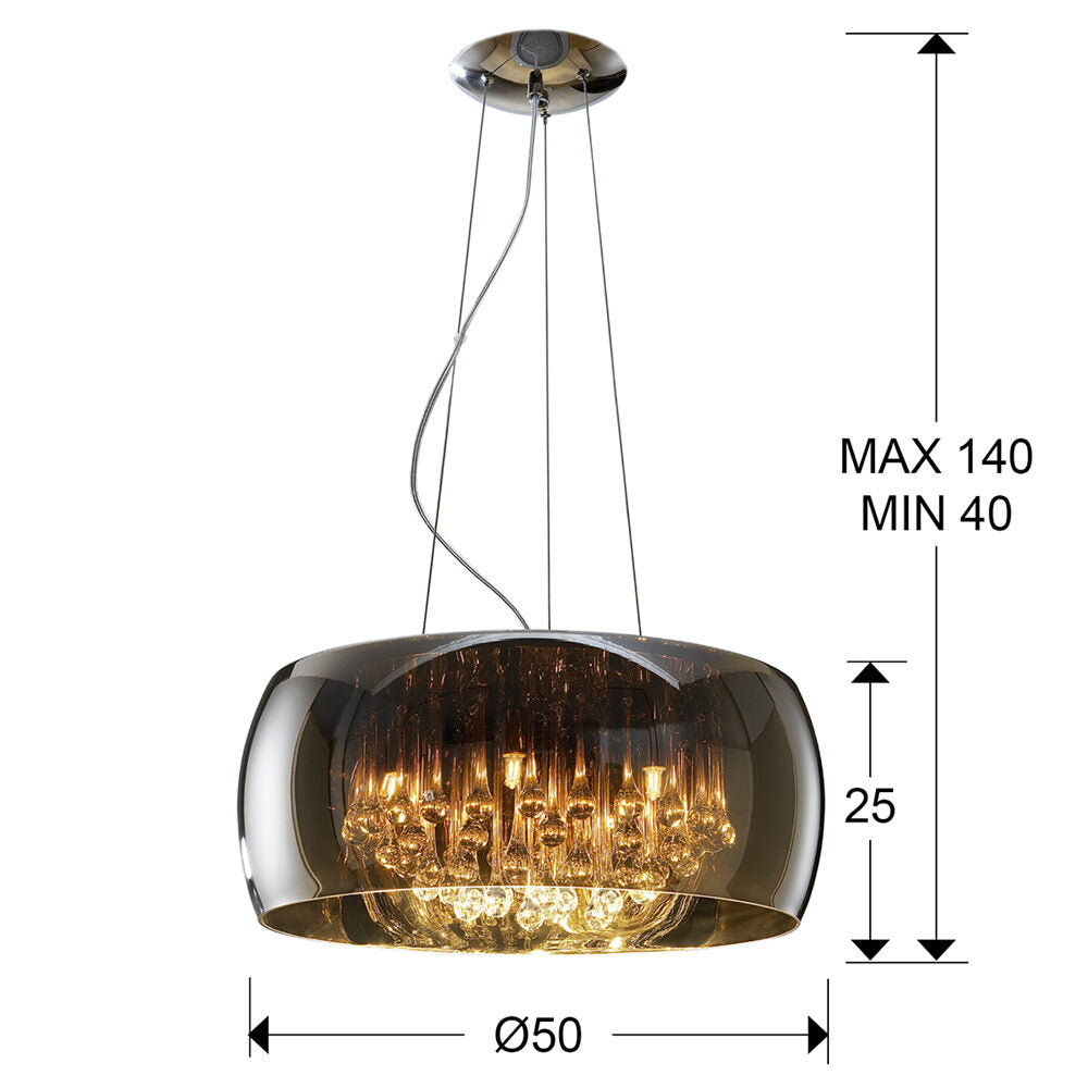 Lámpara de techo Argos 6 luces cromo Ø50 - medidas