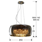 Lámpara de techo Argos 6 luces cromo Ø50 - medidas