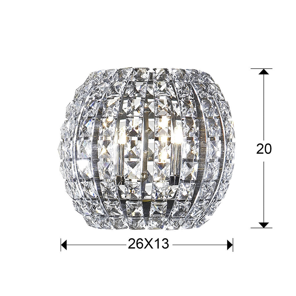 Aplique Diamond 2 luces cromo - medidas