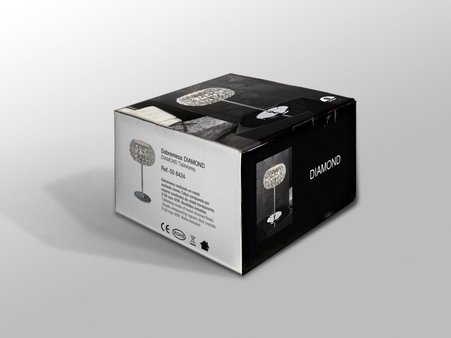 Lámpara de mesa Diamond 3 luces cromo