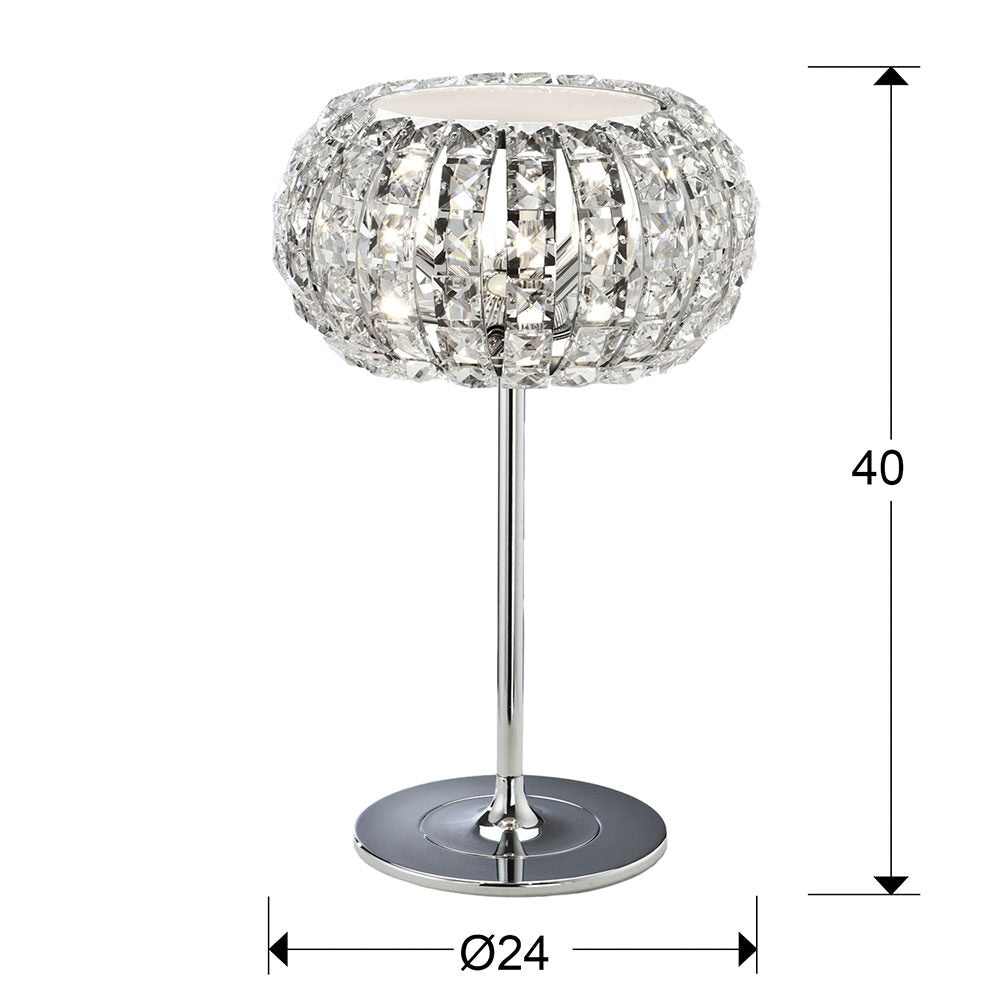 Lámpara de mesa Diamond 3 luces cromo - medidas