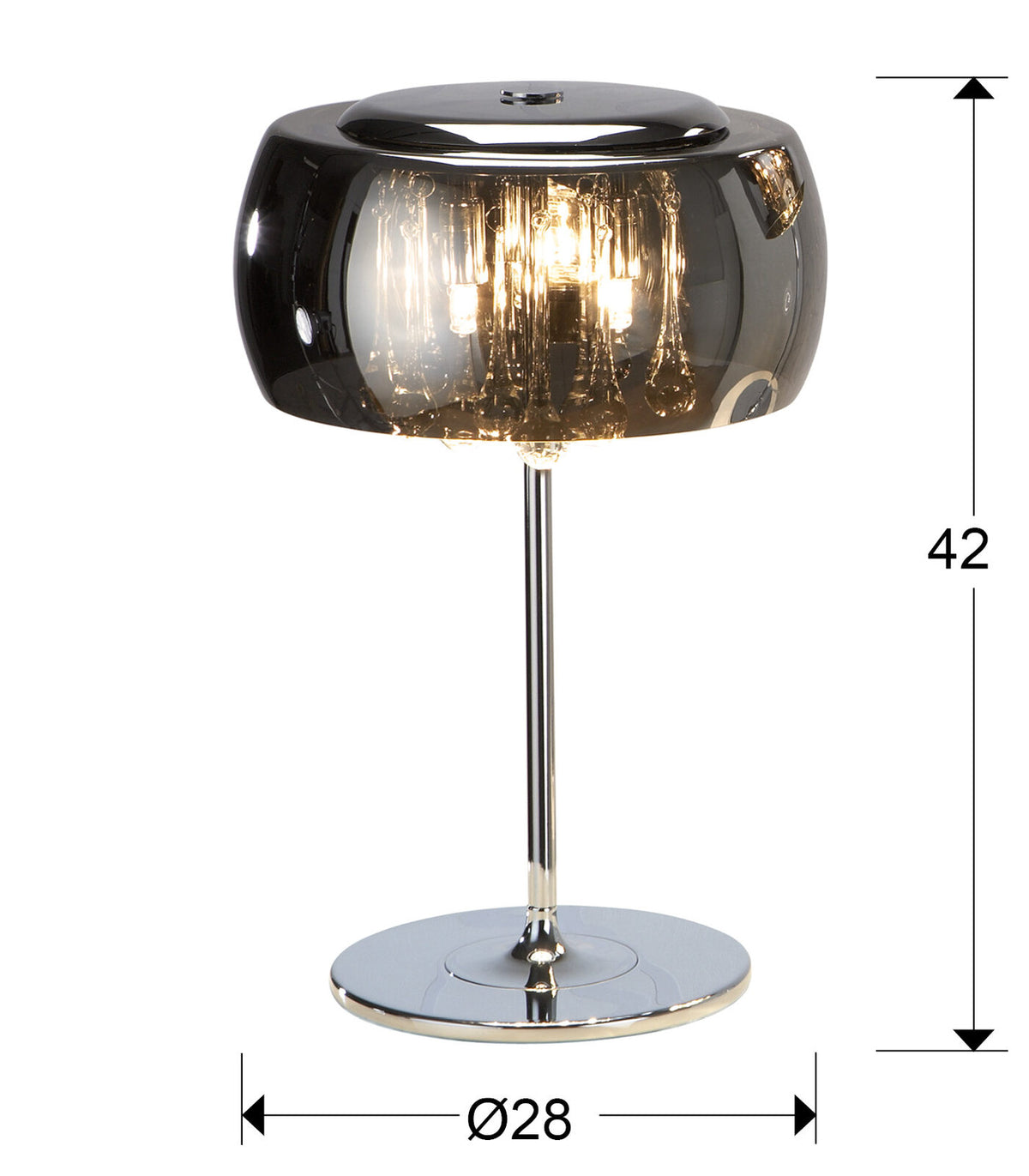Lámpara de mesa Argos 3 luces cromo Ø28 - medidas