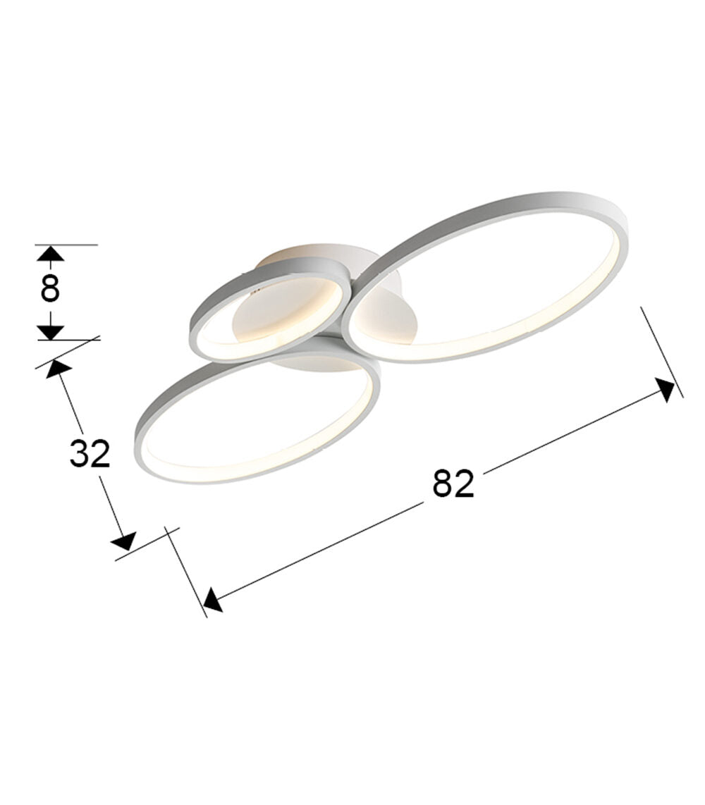 Plafón LED Sios 3 aros blanco - medidas