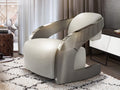 Sillón Amanda piel blanco y acero pulido