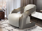 Sillón Amanda piel blanco y acero pulido