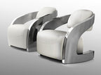 Sillón Amanda piel blanco y acero pulido