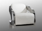 Sillón Amanda piel blanco y acero pulido