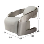 Sillón Amanda piel blanco y acero pulido - medidas
