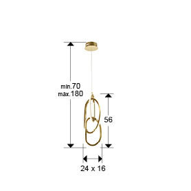 Lámpara de techo Nexo 3 luces oro brillo - medidas
