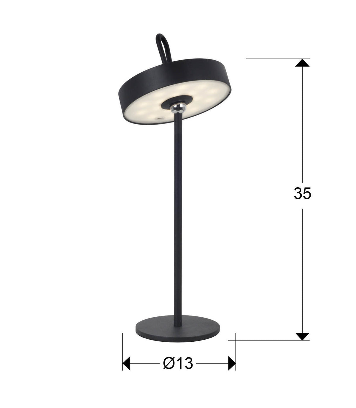 Lámpara de mesa portátil LED Gong - medidas