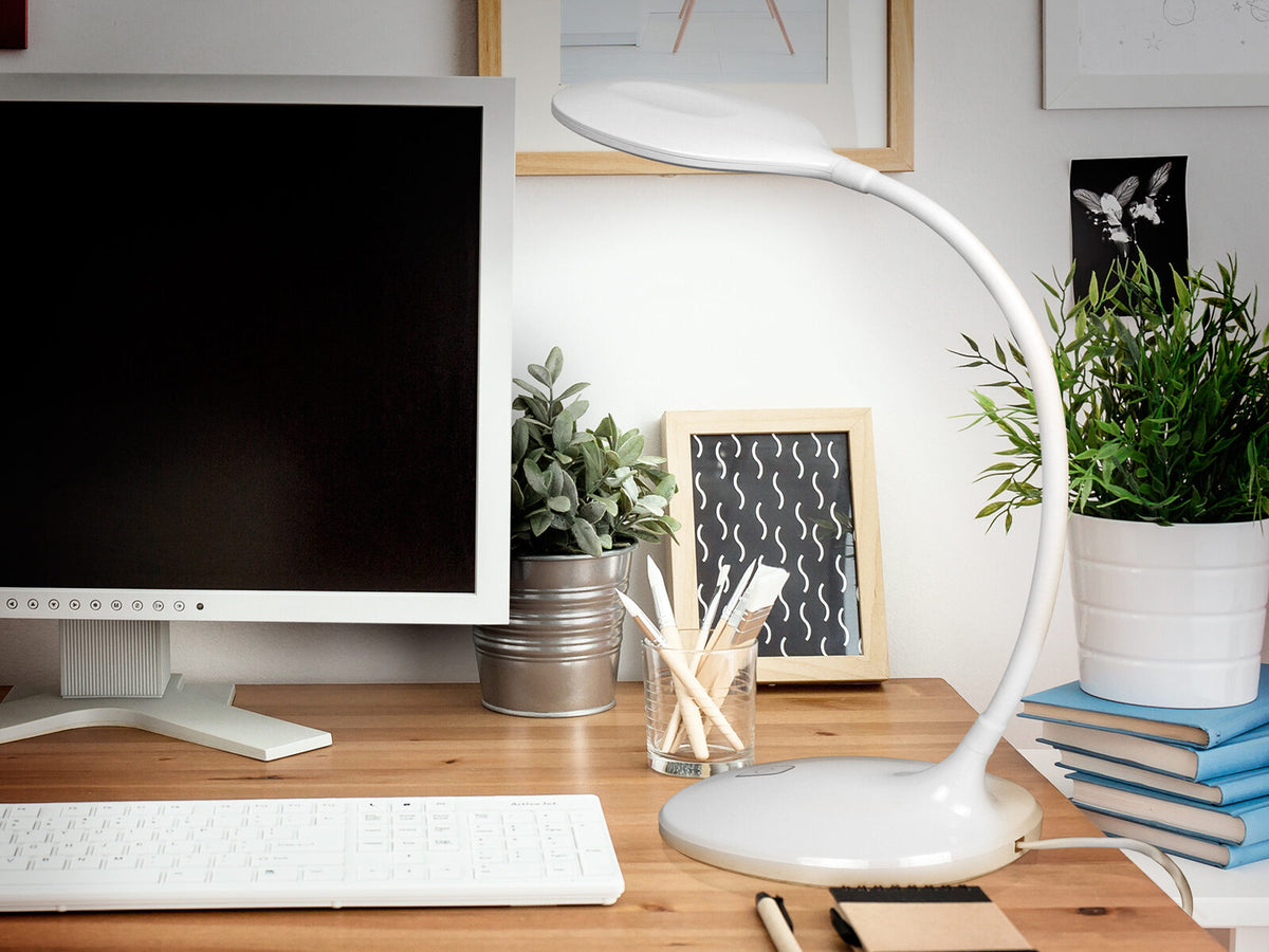 Lámpara de mesa Scoop LED flexo blanco