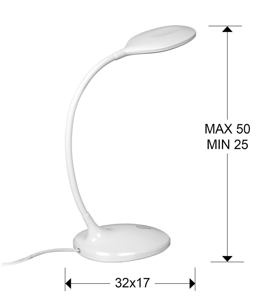 Lámpara de mesa Scoop LED flexo blanco - medidas