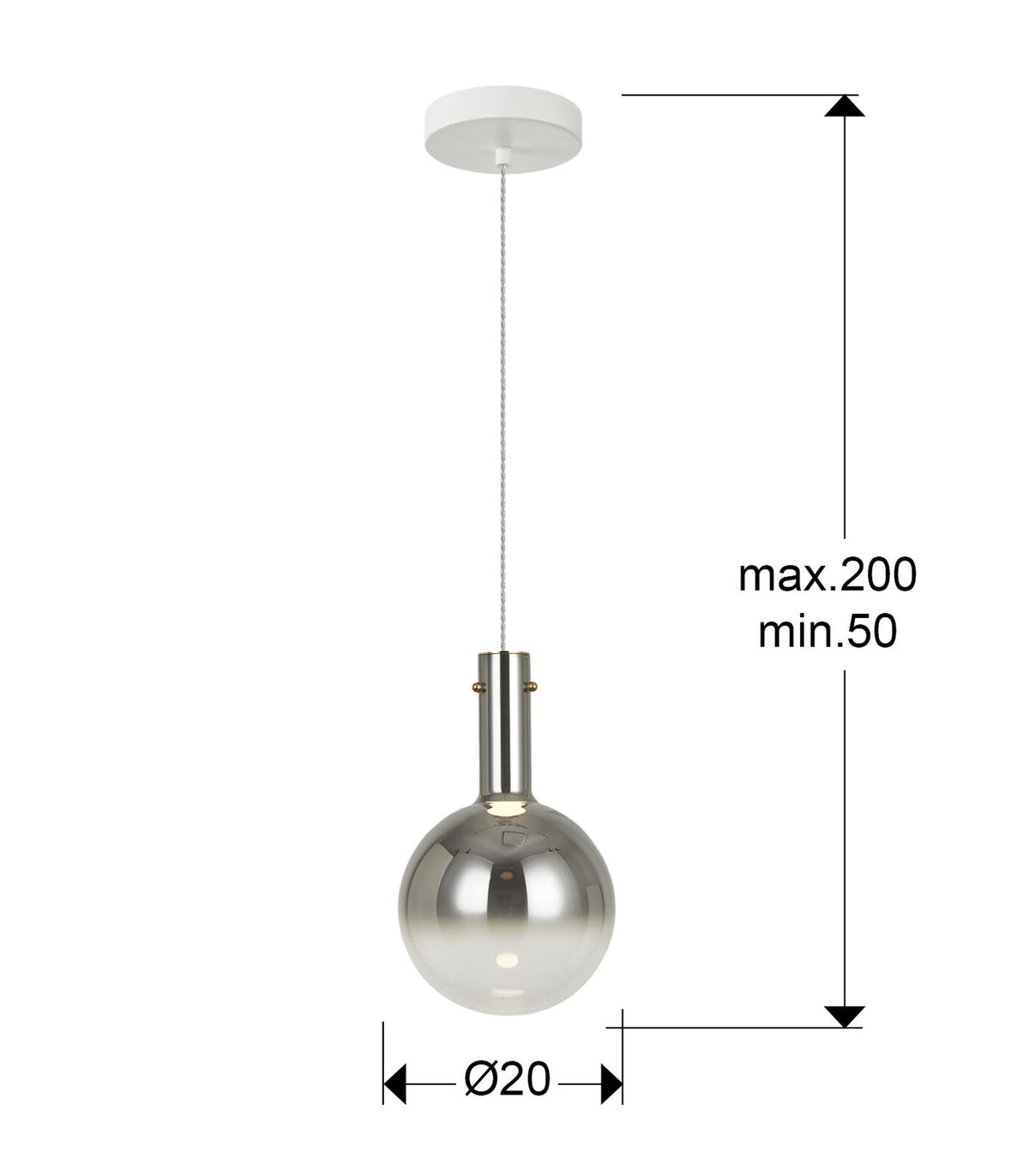 Lámpara colgante Matices cristal soplado - medidas
