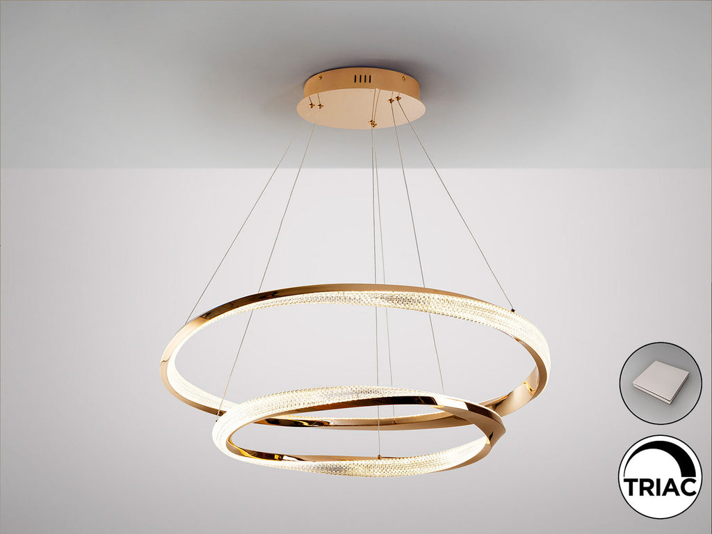 Lámpara de techo Órbitas 2 aros oro