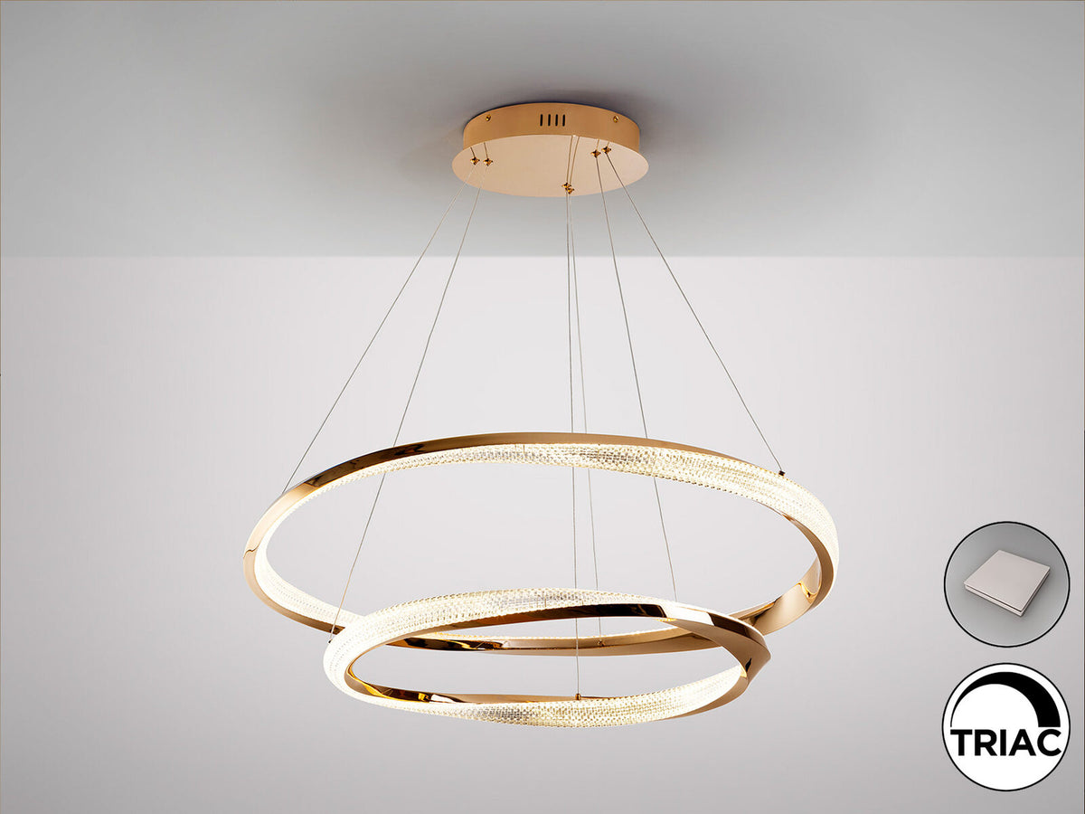 Lámpara de techo Órbitas 2 aros oro