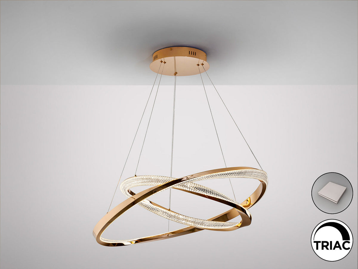 Lámpara de techo Órbitas 2 aros oro
