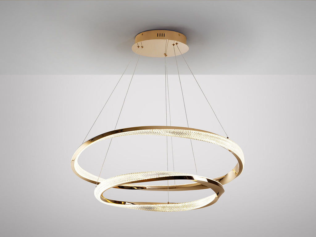 Lámpara de techo Órbitas 2 aros oro