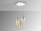Lámpara de techo Nara 3 luces Ø45 cromo y ámbar (i3)