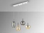 Lámpara de techo Nara 4 luces cromo ámbar y smoke (i3)