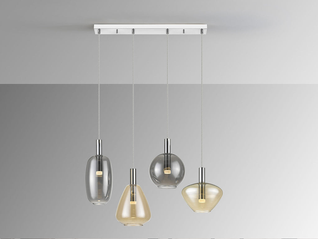Lámpara de techo Nara 4 luces cromo ámbar y smoke (i3)