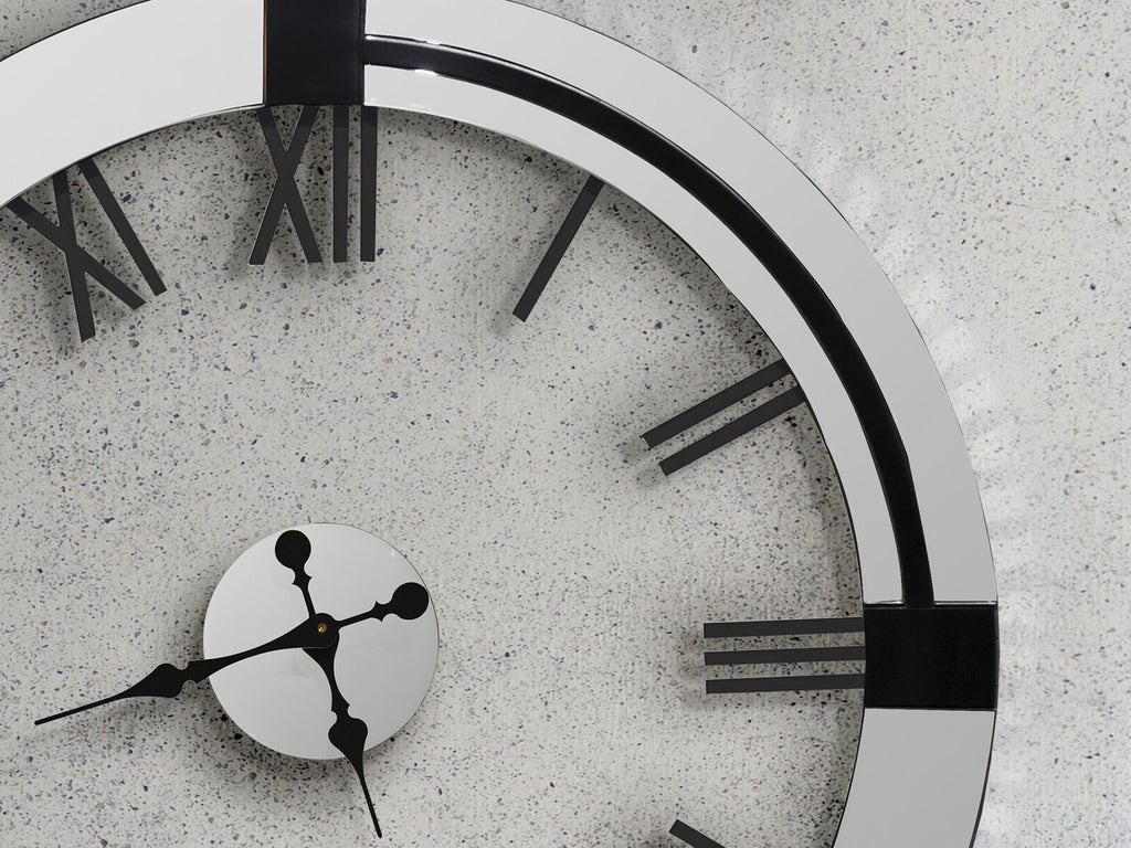 Reloj de pared Kairos Ø88 espejo plata y negro