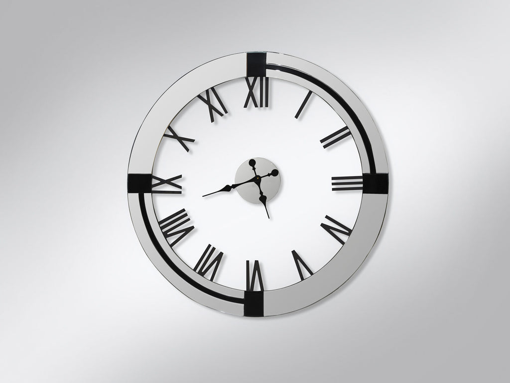 Reloj de pared Kairos Ø88 espejo plata y negro