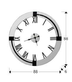 Reloj de pared Kairos Ø88 espejo plata y negro - medidas