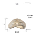 Lámpara colgante Sabah ratán 55 cm blanco patinado - medidas
