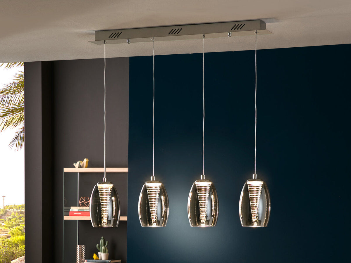 Lámpara de techo Nebula lineal 4 luces cromo