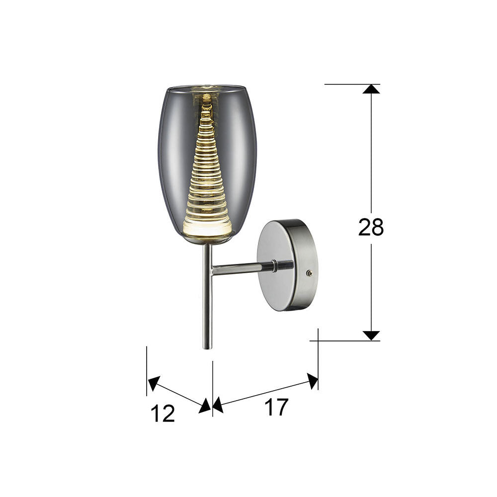 Aplique LED Nebula 1 luz cromo - medidas