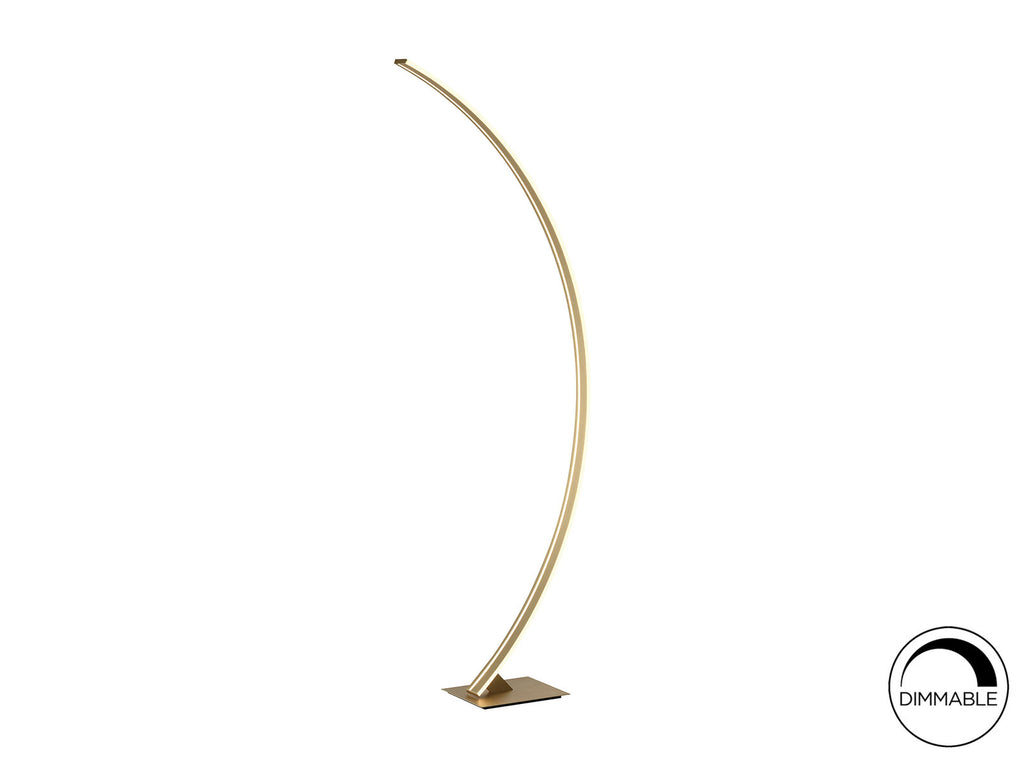 Lámpara de pie Arcus LED oro cepillado