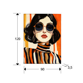 Cuadro pintado a mano Orange 90 × 120 cm - medidas