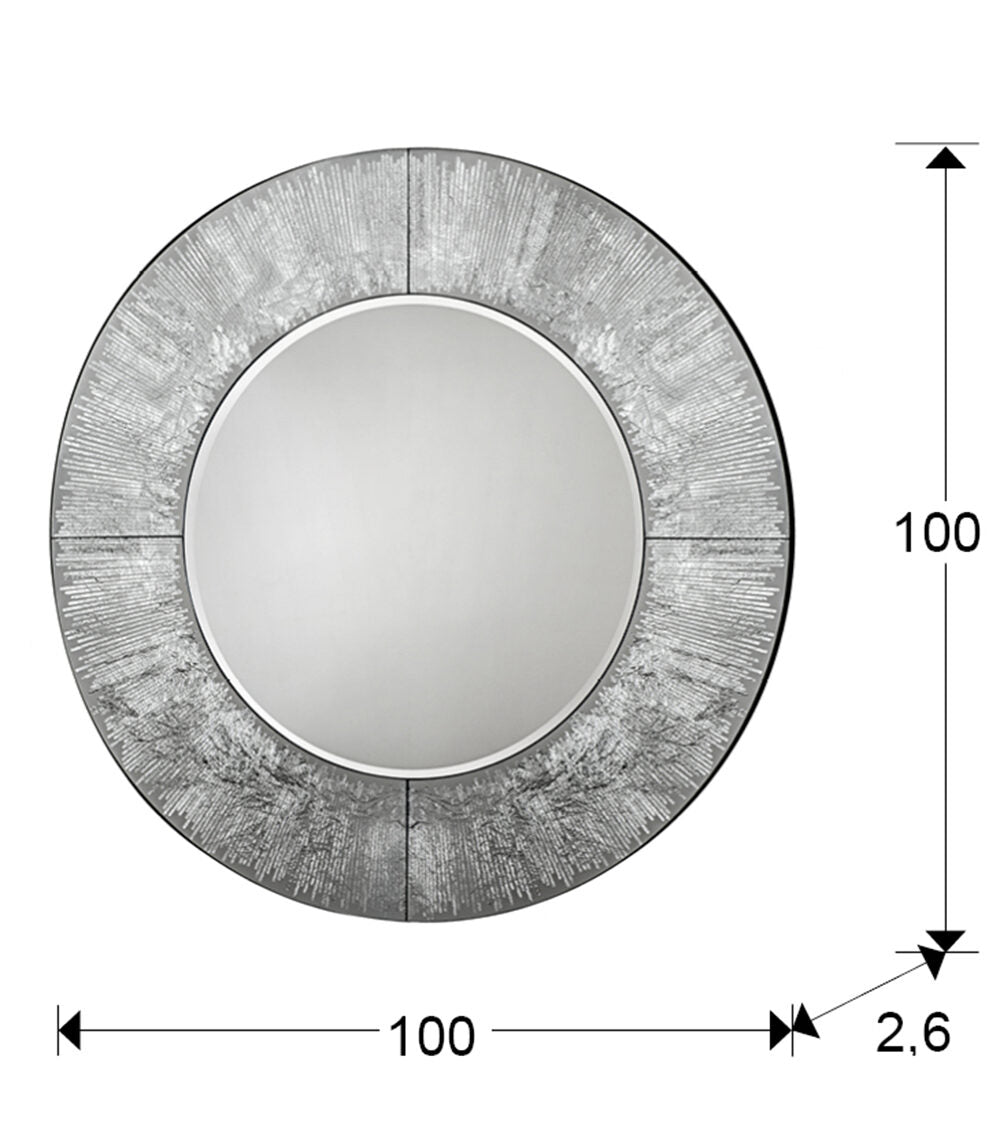 Espejo redondo Aurora Ø100 pan de plata - medidas