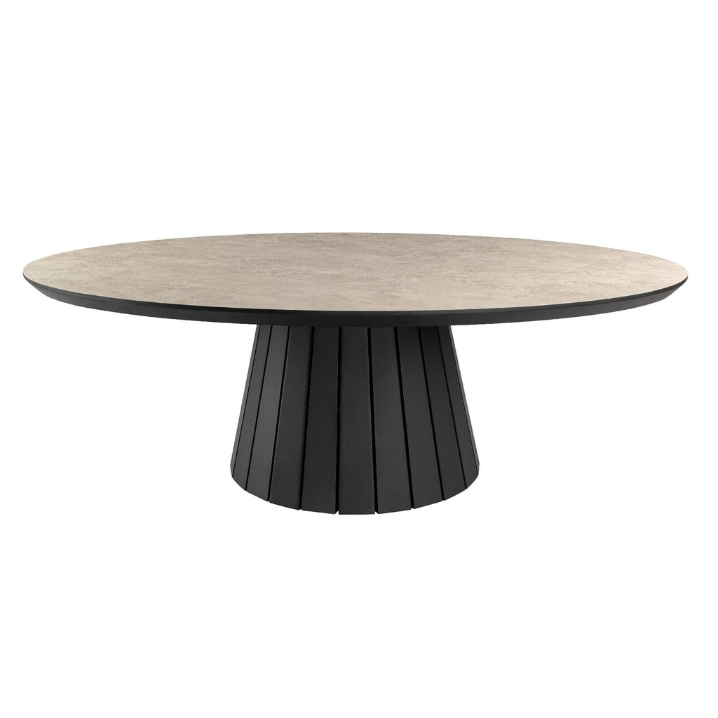 Mesa de centro Koria ovalada piedra y negro