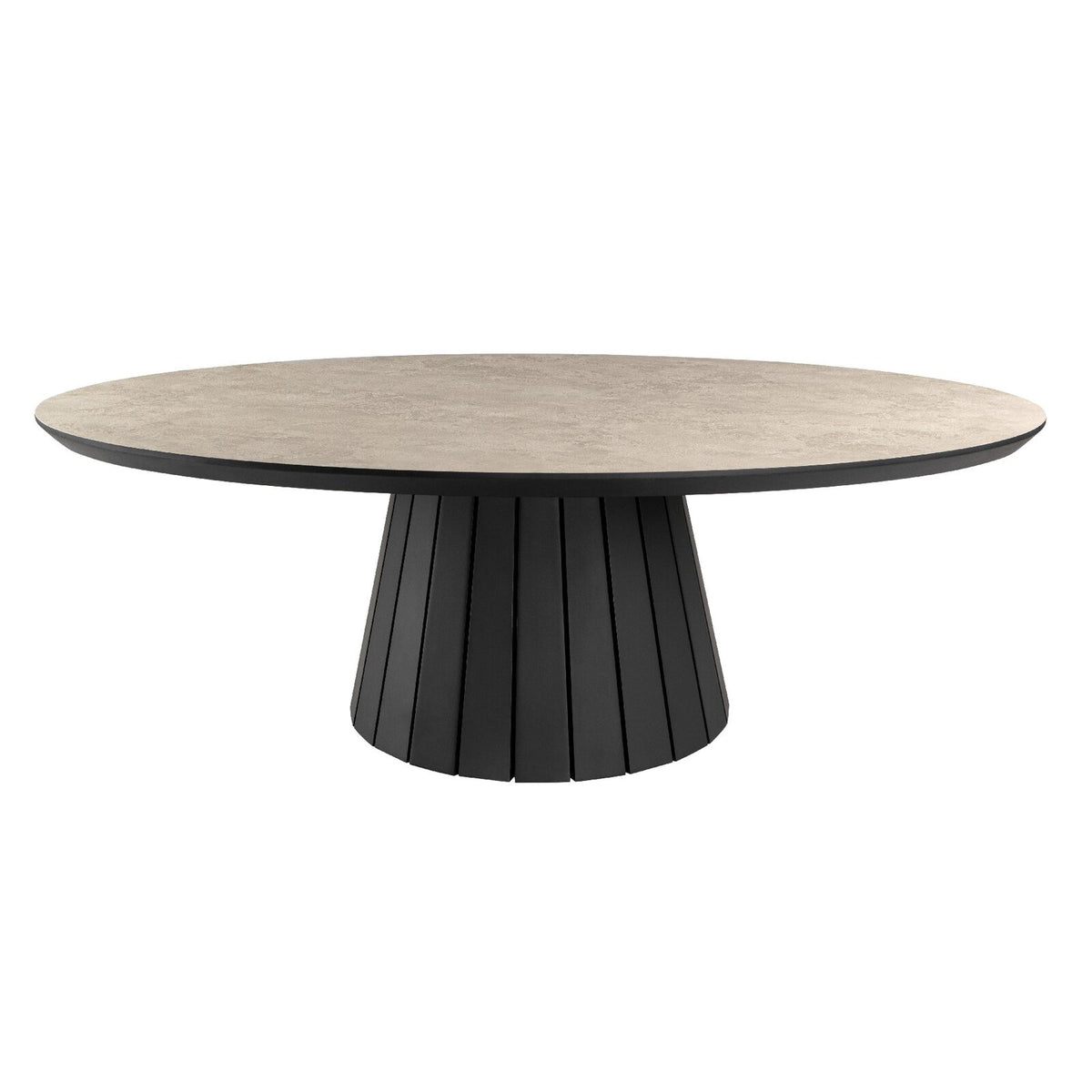 Mesa de centro Koria ovalada piedra y negro