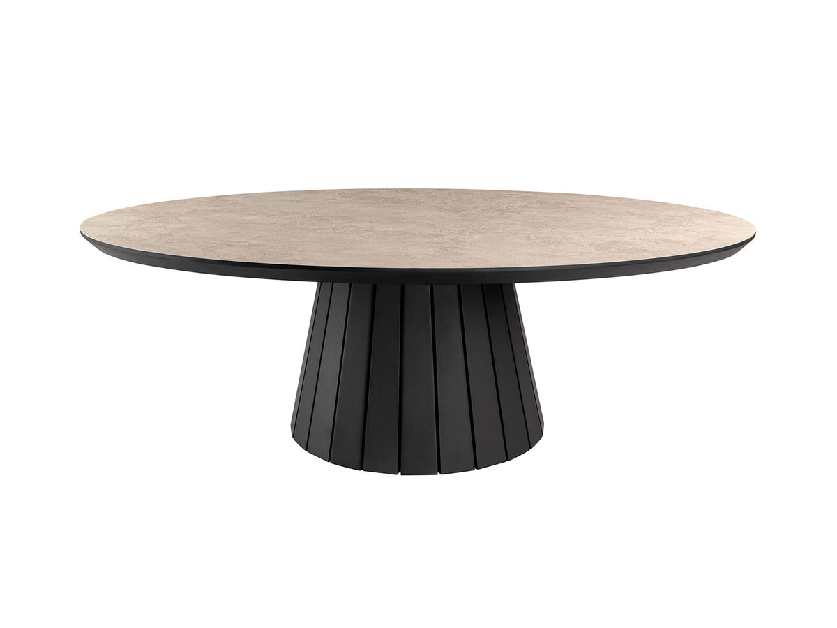Mesa de centro Koria ovalada piedra y negro