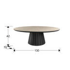 Mesa de centro Koria ovalada piedra y negro - medidas
